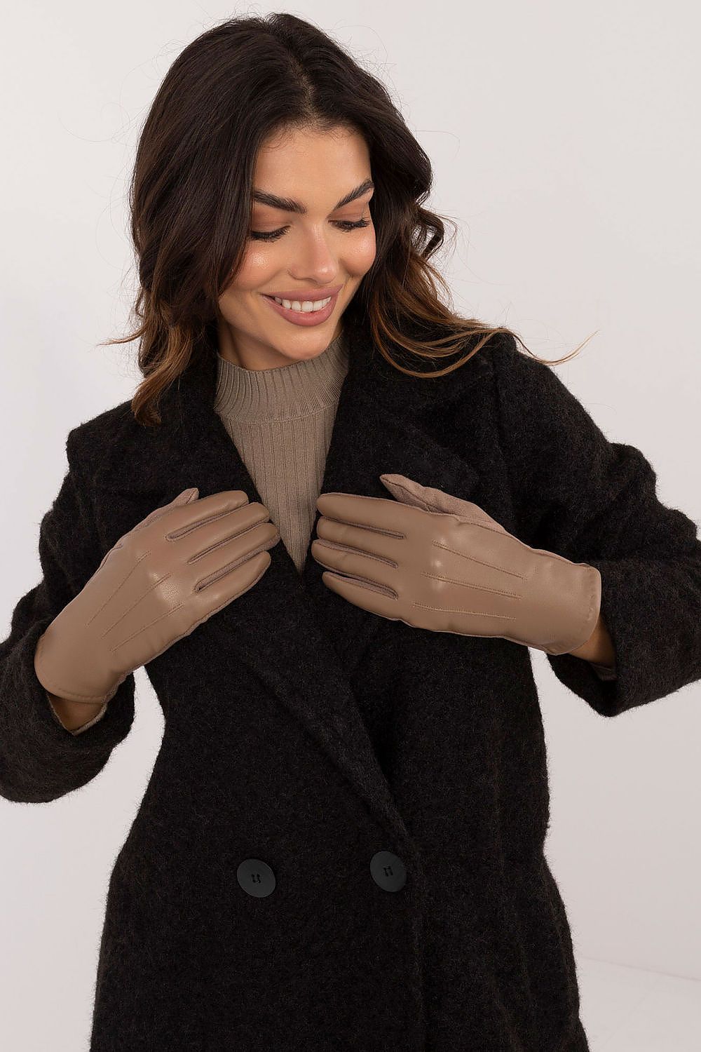 Damen Winterhandschuhe mit Touchscreen | Warm gefütterte Handschuhe mit Kunstleder-Details und Blumenstickerei für kalte Tage