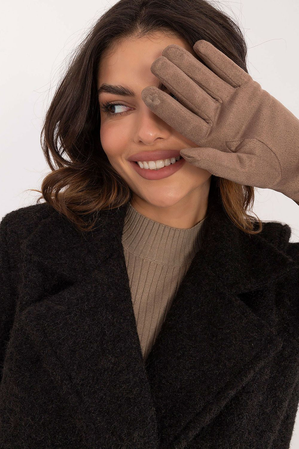 Damen Winterhandschuhe mit Touchscreen | Warm gefütterte Handschuhe mit Kunstleder-Details und Blumenstickerei für kalte Tage