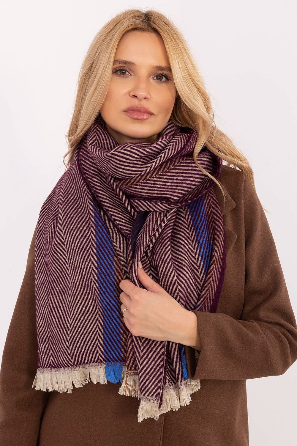 Winterschal mit Streifenmuster 194 cm | Weicher Schal aus 100 % Viskose mit Fransen für Damen und Herren | Alltag und Winter