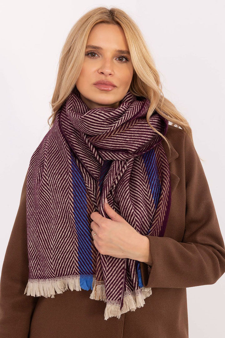 Winterschal mit Streifenmuster 194 cm | Weicher Schal aus 100 % Viskose mit Fransen für Damen und Herren | Alltag und Winter