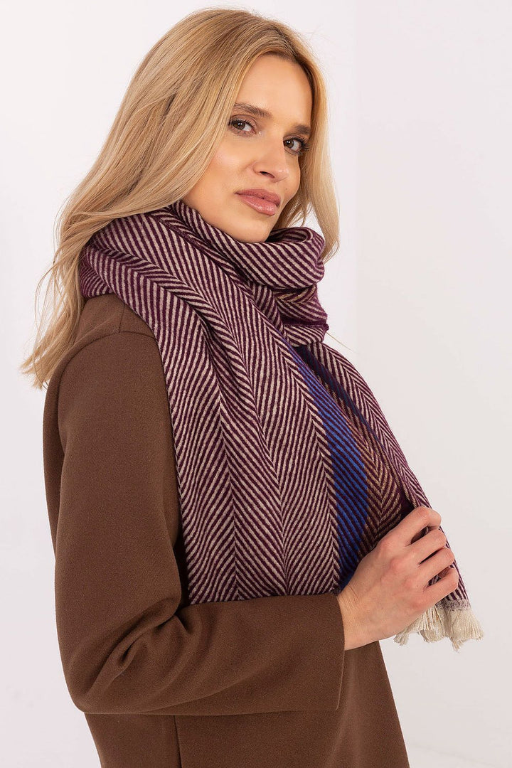 Winterschal mit Streifenmuster 194 cm | Weicher Schal aus 100 % Viskose mit Fransen für Damen und Herren | Alltag und Winter