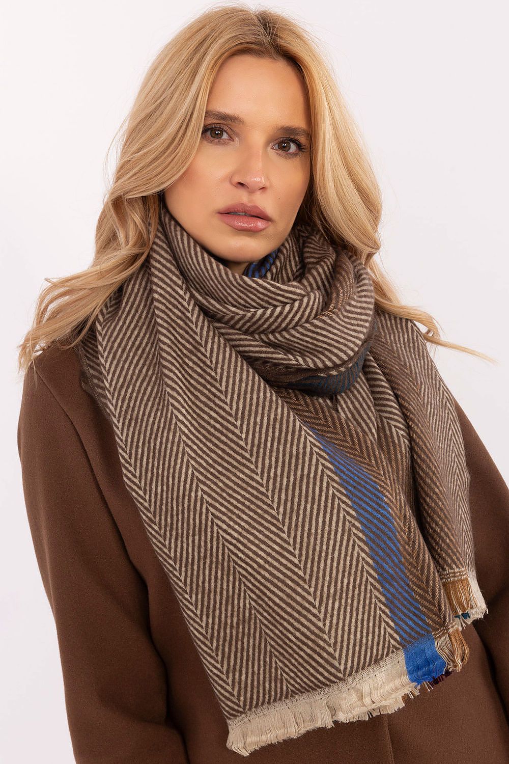 Winterschal mit Streifenmuster 194 cm | Weicher Schal aus 100 % Viskose mit Fransen für Damen und Herren | Alltag und Winter