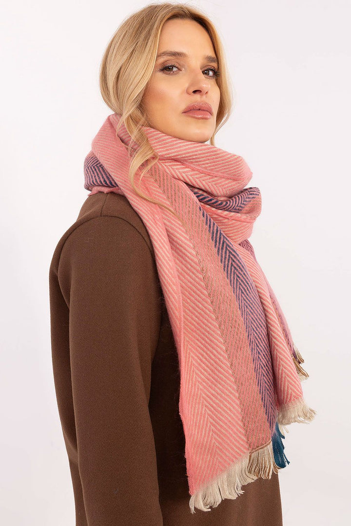 Winterschal mit Streifenmuster 194 cm | Weicher Schal aus 100 % Viskose mit Fransen für Damen und Herren | Alltag und Winter
