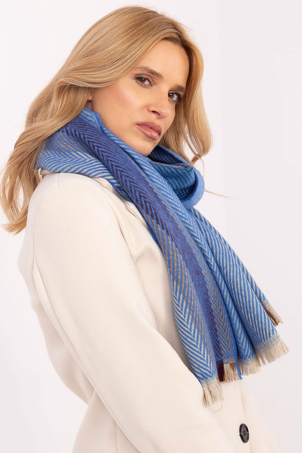 Winterschal mit Streifenmuster 194 cm | Weicher Schal aus 100 % Viskose mit Fransen für Damen und Herren | Alltag und Winter