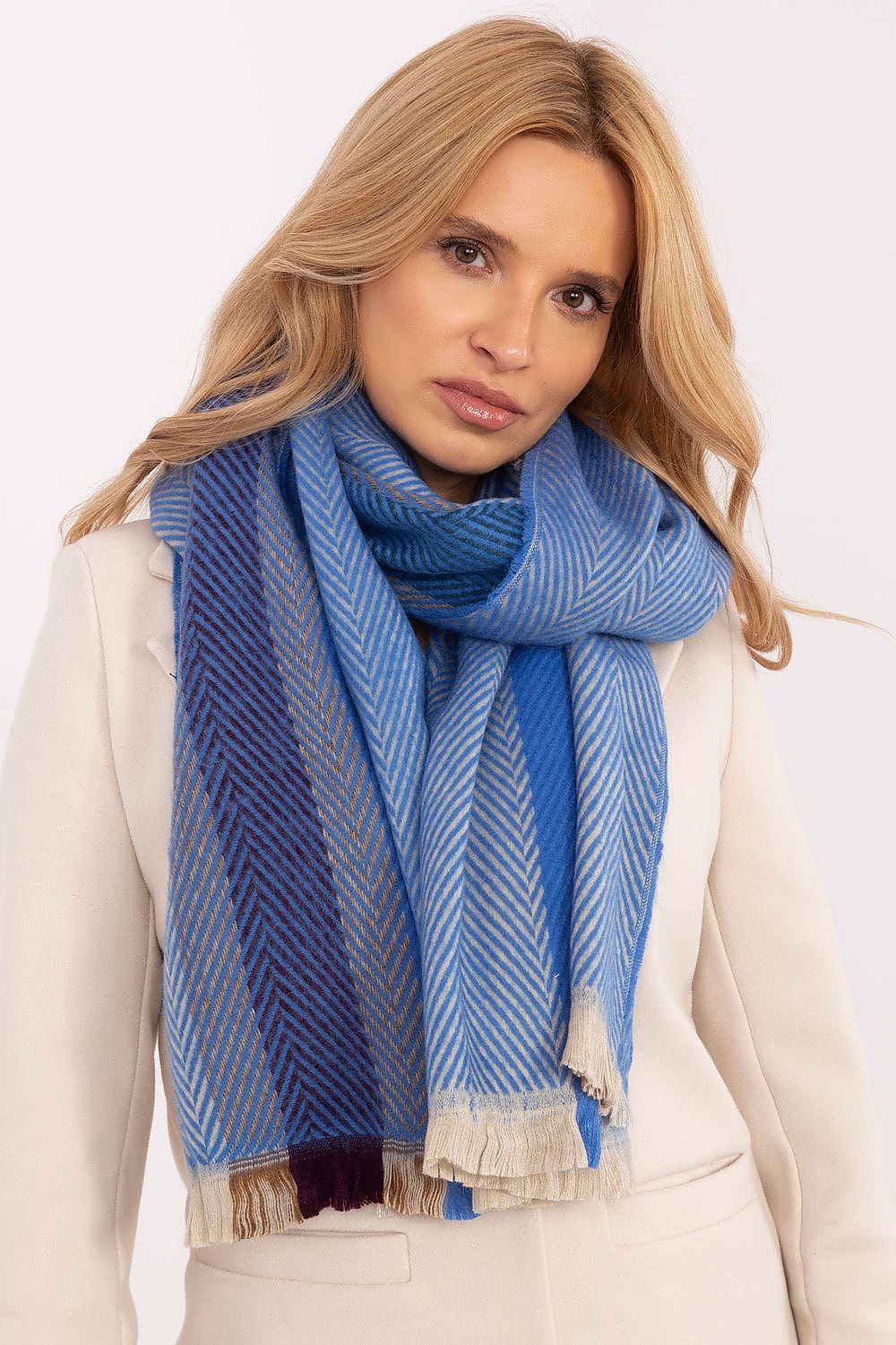 Winterschal mit Streifenmuster 194 cm | Weicher Schal aus 100 % Viskose mit Fransen für Damen und Herren | Alltag und Winter
