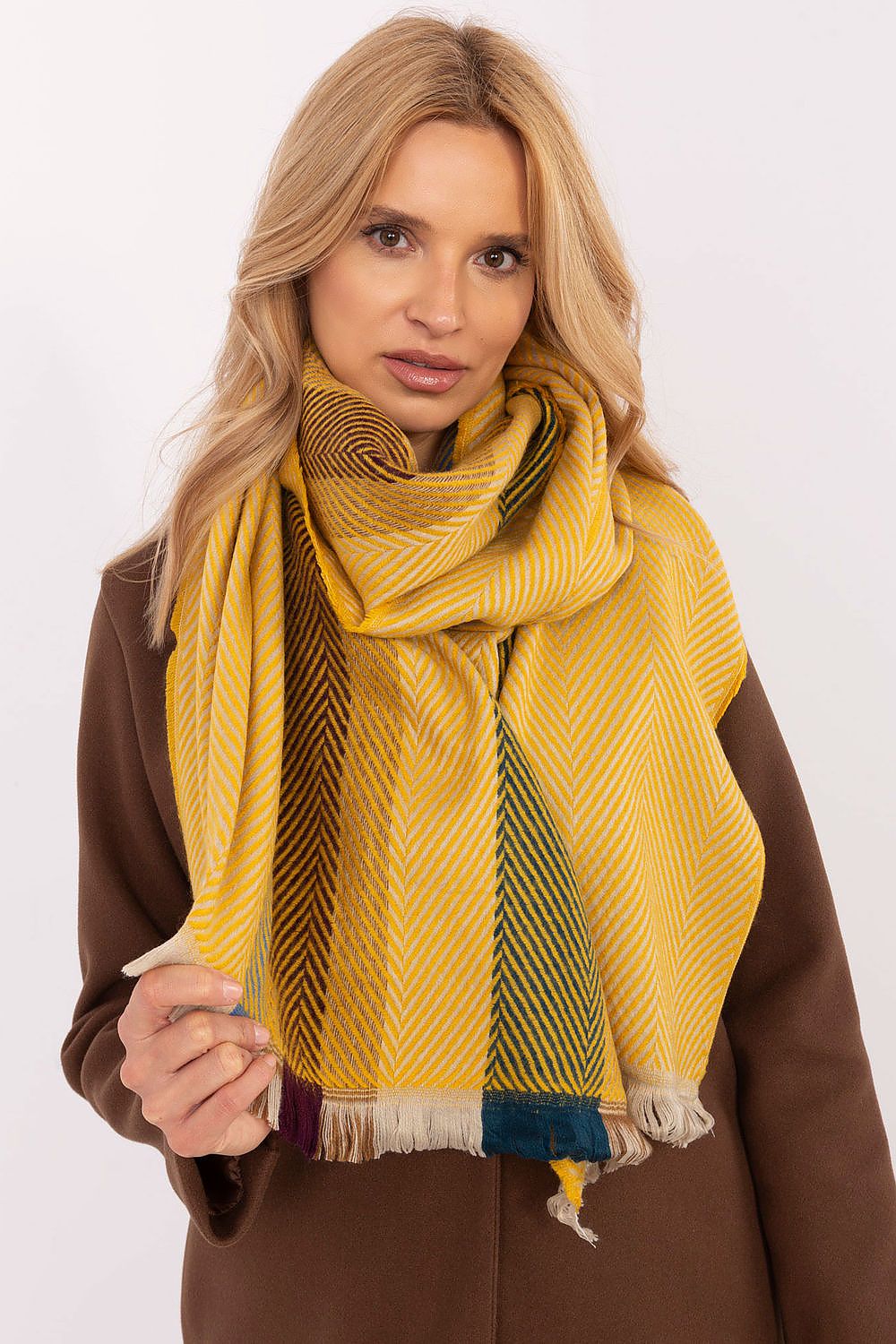 Winterschal mit Streifenmuster 194 cm | Weicher Schal aus 100 % Viskose mit Fransen für Damen und Herren | Alltag und Winter