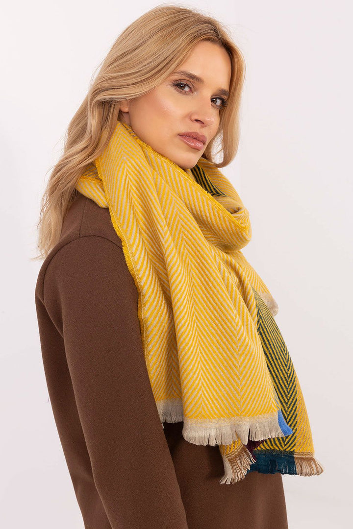 Winterschal mit Streifenmuster 194 cm | Weicher Schal aus 100 % Viskose mit Fransen für Damen und Herren | Alltag und Winter