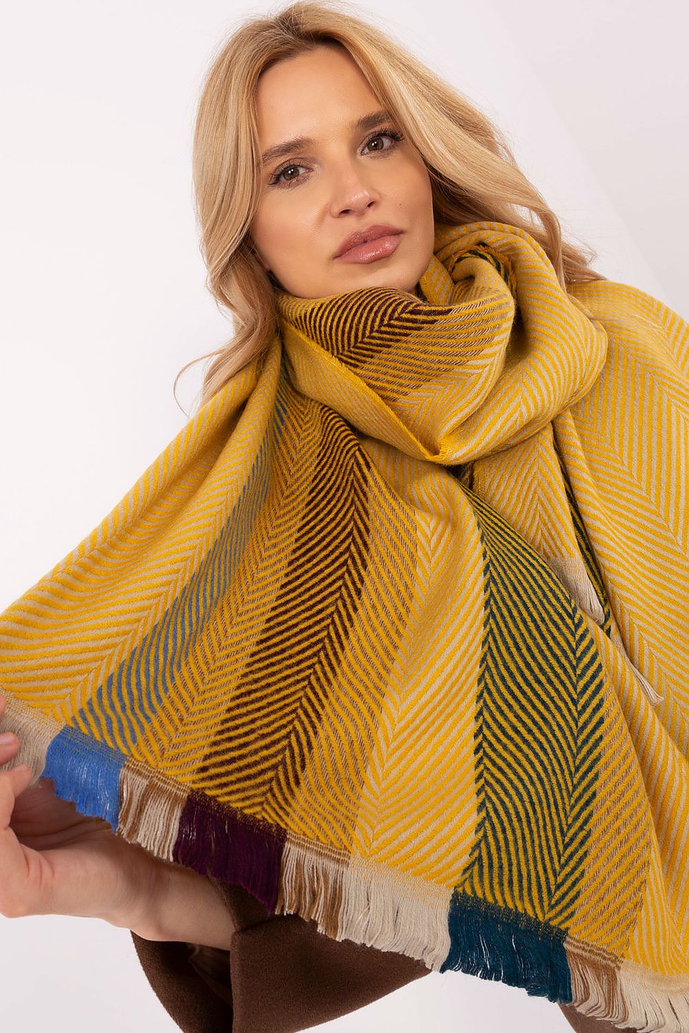 Winterschal mit Streifenmuster 194 cm | Weicher Schal aus 100 % Viskose mit Fransen für Damen und Herren | Alltag und Winter
