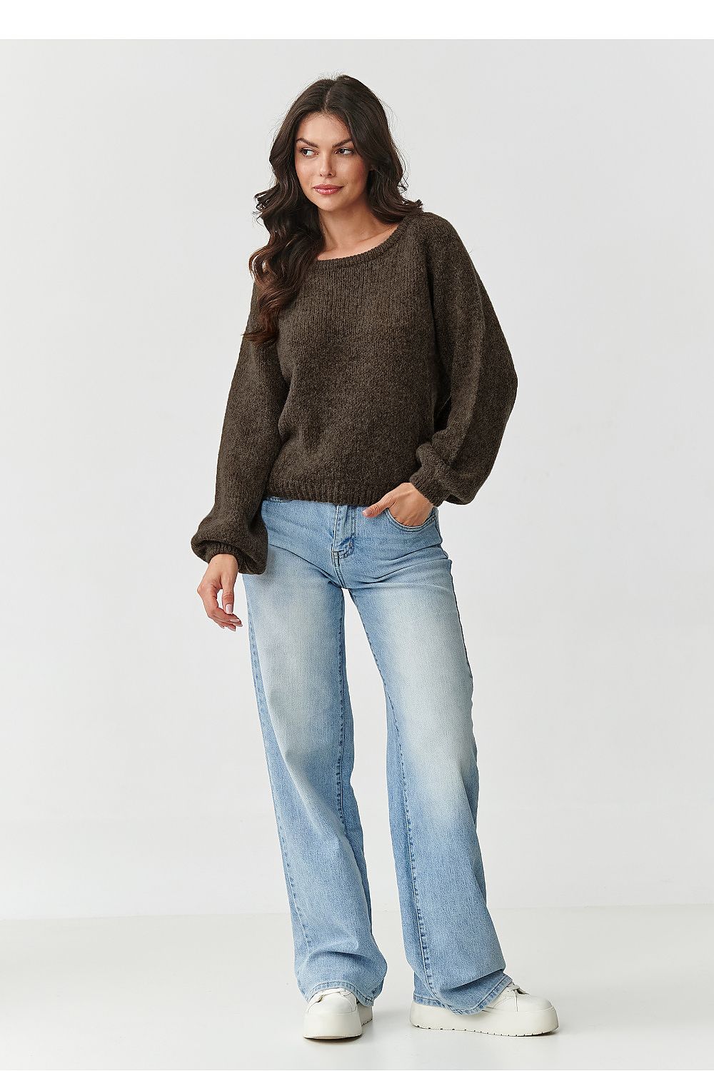 Damen Strickpullover aus Mohair-Wollmix | Flauschiger Pullover mit Rundhalsausschnitt und klassischem Schnitt für kalte Tage
