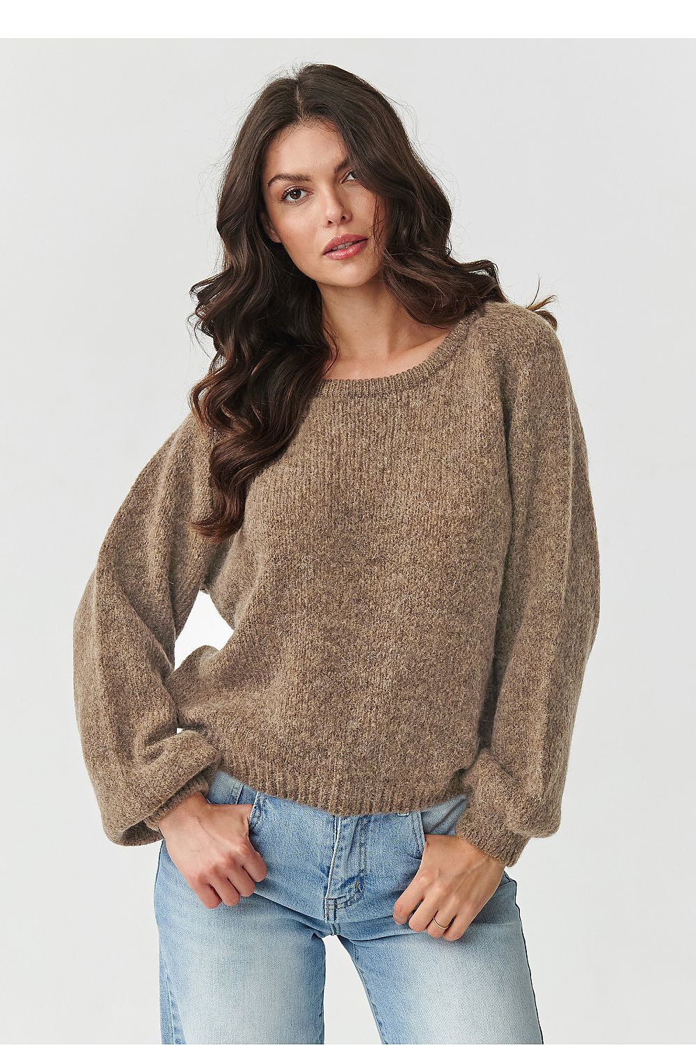Damen Strickpullover aus Mohair-Wollmix | Flauschiger Pullover mit Rundhalsausschnitt und klassischem Schnitt für kalte Tage