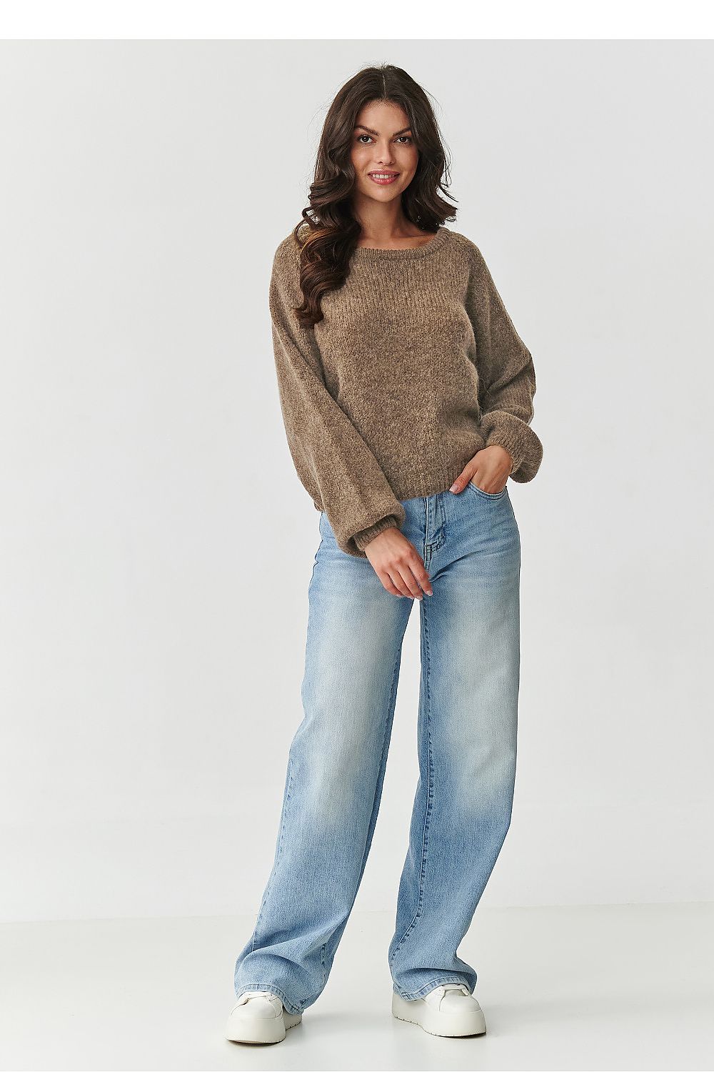 Damen Strickpullover aus Mohair-Wollmix | Flauschiger Pullover mit Rundhalsausschnitt und klassischem Schnitt für kalte Tage