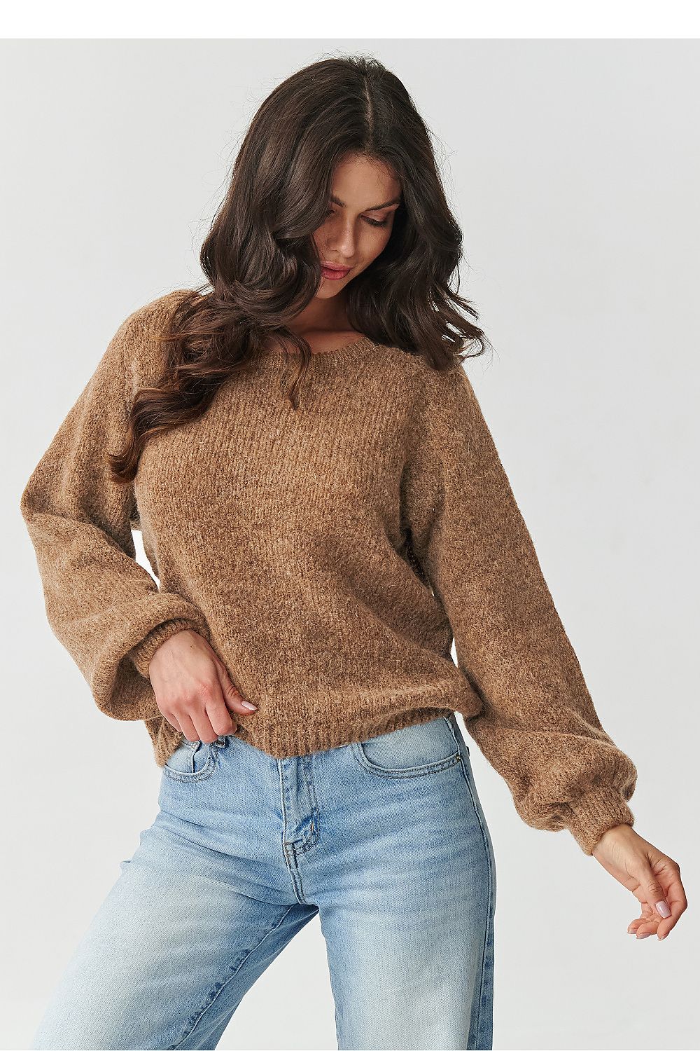 Damen Strickpullover aus Mohair-Wollmix | Flauschiger Pullover mit Rundhalsausschnitt und klassischem Schnitt für kalte Tage