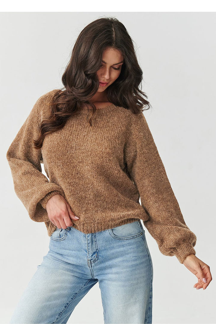 Damen Strickpullover aus Mohair-Wollmix | Flauschiger Pullover mit Rundhalsausschnitt und klassischem Schnitt für kalte Tage