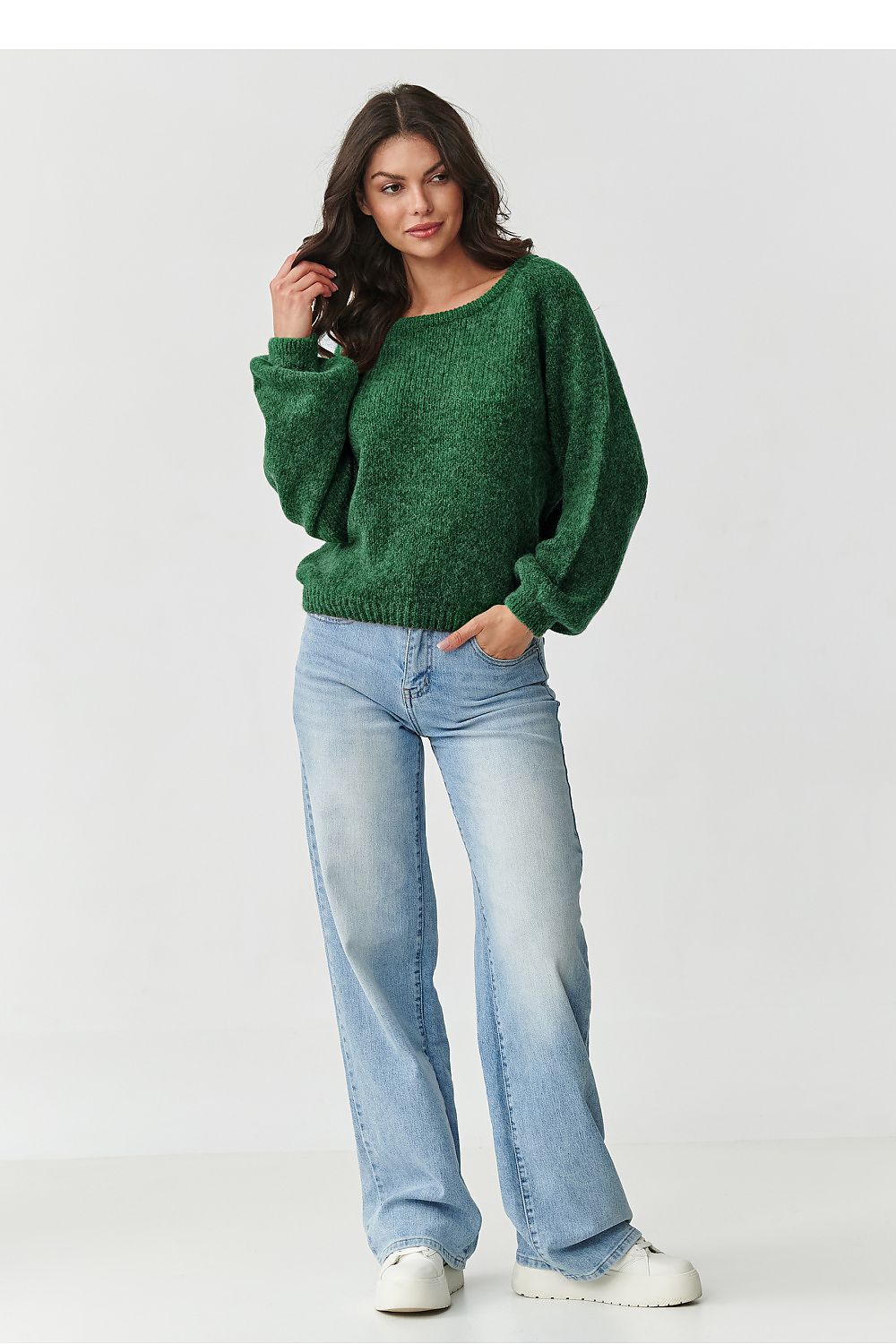 Damen Strickpullover aus Mohair-Wollmix | Flauschiger Pullover mit Rundhalsausschnitt und klassischem Schnitt für kalte Tage
