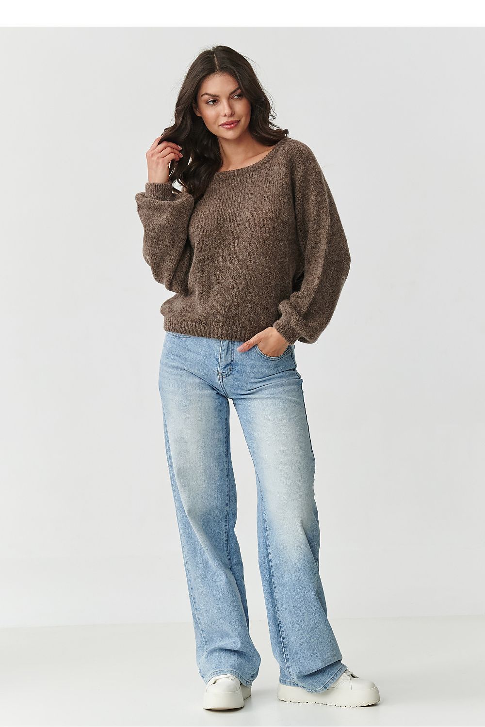 Damen Strickpullover aus Mohair-Wollmix | Flauschiger Pullover mit Rundhalsausschnitt und klassischem Schnitt für kalte Tage