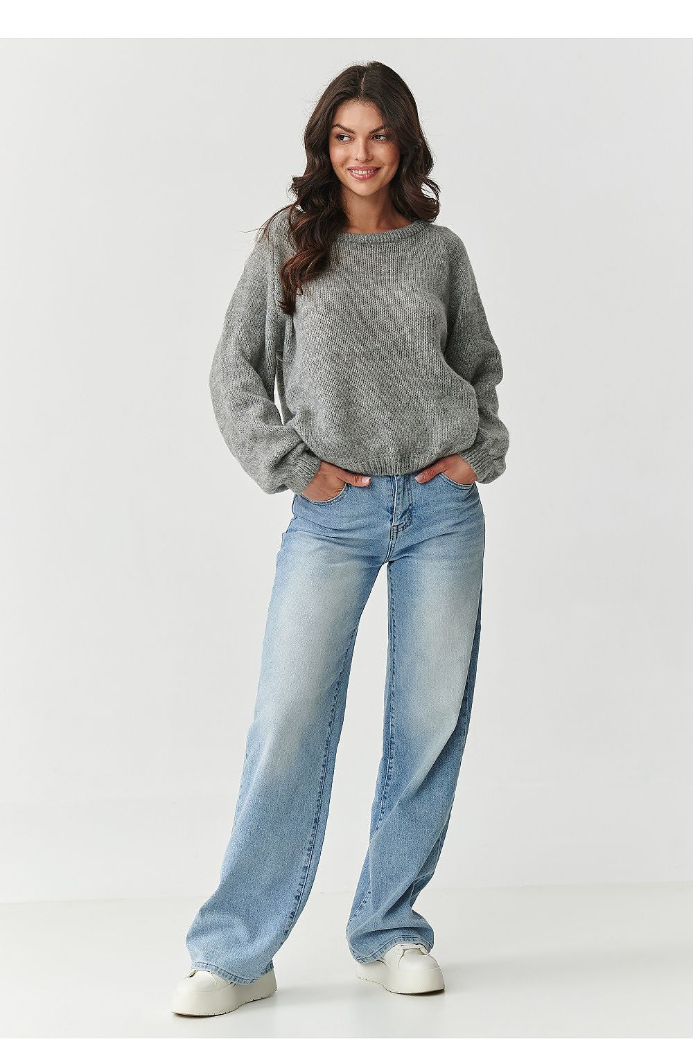 Damen Strickpullover aus Mohair-Wollmix | Flauschiger Pullover mit Rundhalsausschnitt und klassischem Schnitt für kalte Tage