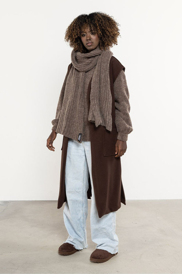 Winterschal aus Mohair- und Wollmix | Langer, flauschiger Schal mit elastischer Rippstruktur für Alltag und elegante Winterlooks