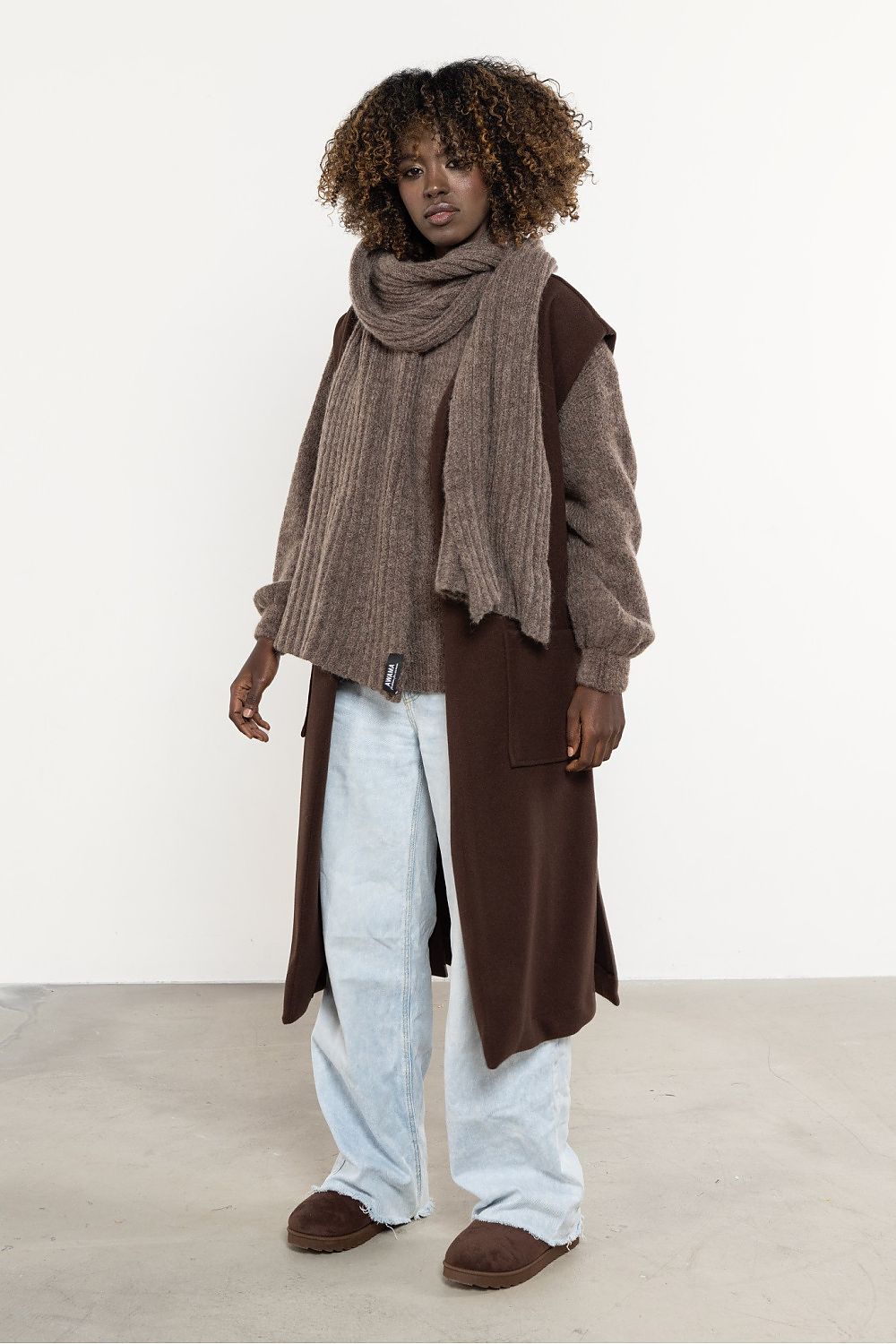 Winterschal aus Mohair- und Wollmix | Langer, flauschiger Schal mit elastischer Rippstruktur für Alltag und elegante Winterlooks