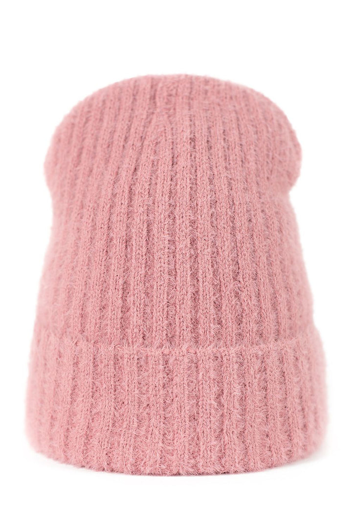 Flauschige Wintermütze mit Umschlag | Elastische Beanie mit weicher Oberfläche und Platz für hochgesteckte Haare | Aus Polen