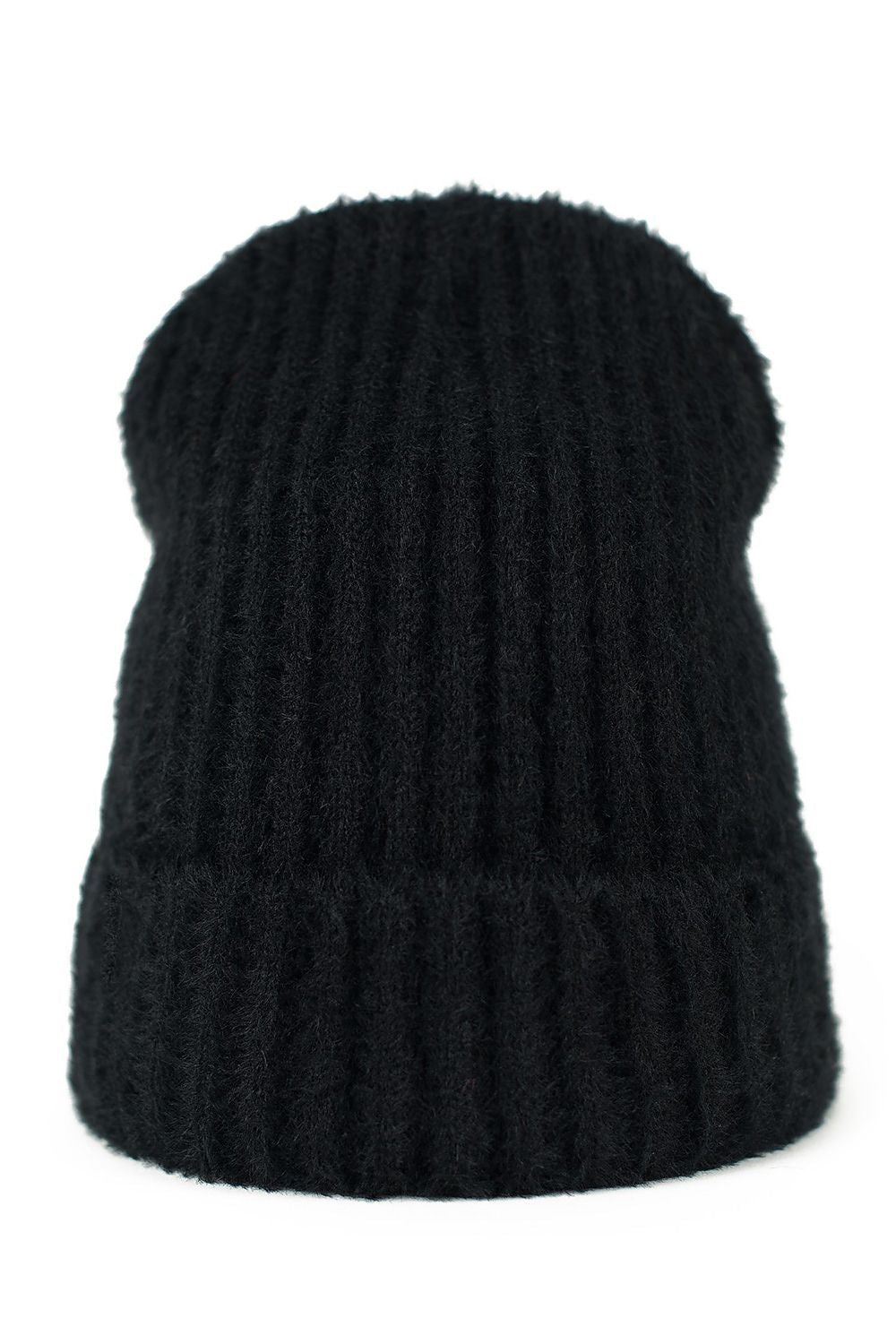Flauschige Wintermütze mit Umschlag | Elastische Beanie mit weicher Oberfläche und Platz für hochgesteckte Haare | Aus Polen