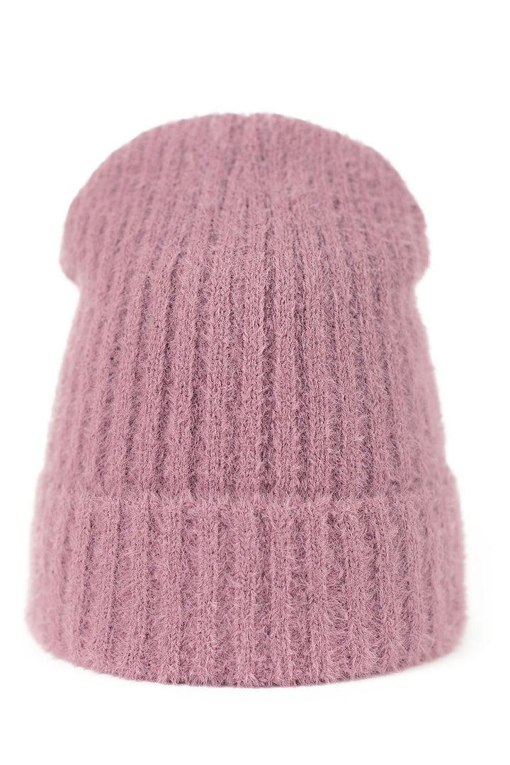 Flauschige Wintermütze mit Umschlag | Elastische Beanie mit weicher Oberfläche und Platz für hochgesteckte Haare | Aus Polen