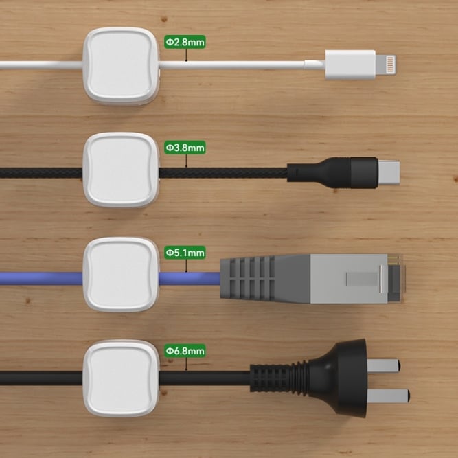 Magnetische Kabelhalter 4er-Set | Für Ladekabel, HDMI- und Stromkabel | Ordnung für Schreibtisch &amp; Wand
