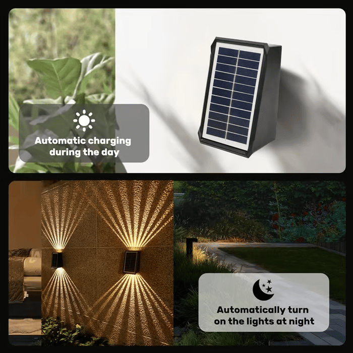 BrightRay – Outdoor wall lights with 4 LEDs, solar powered