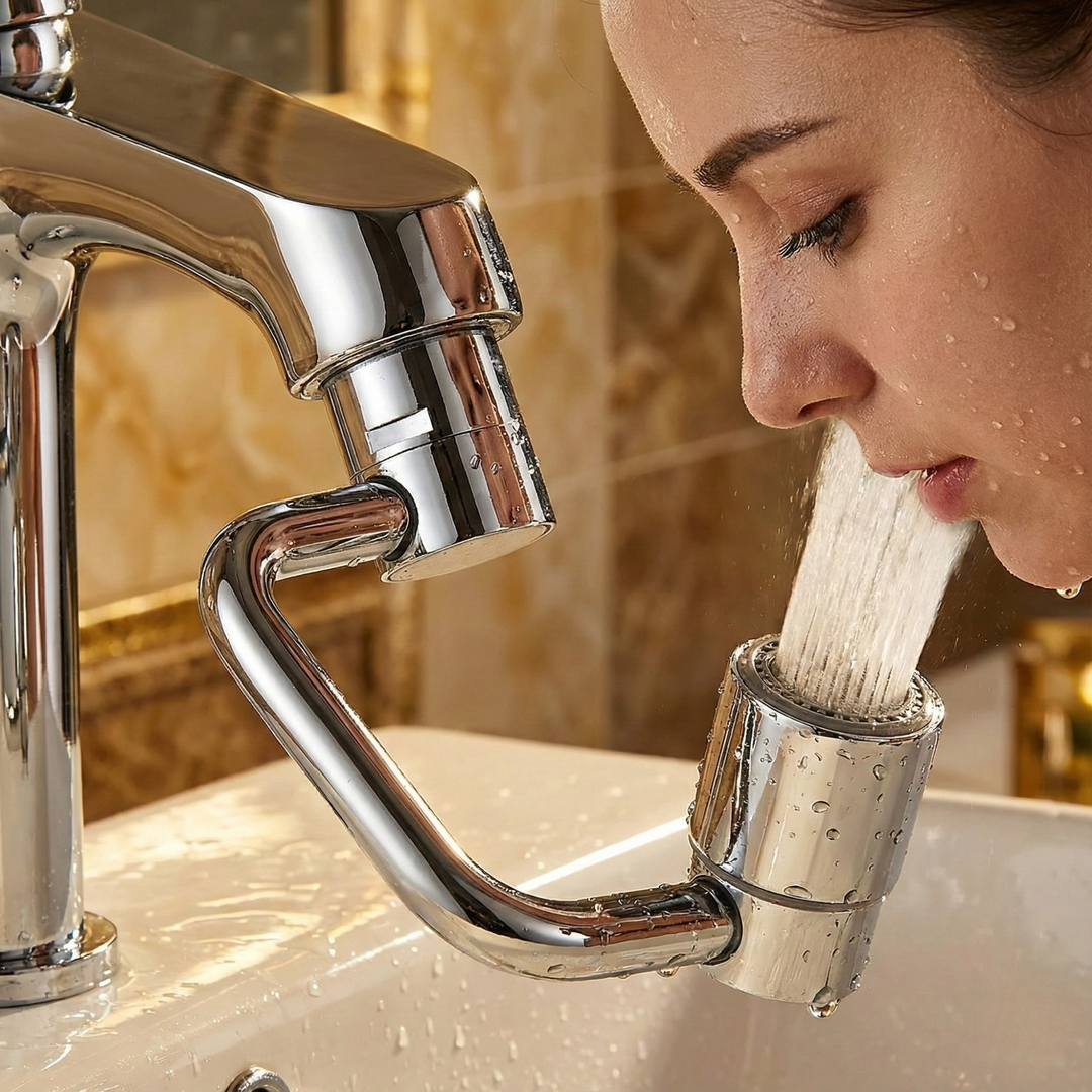 Faucet attachment 1080° rotatable for sink – HydroTwist | 2 spray modes, splash-free | Tool-free installation in 30 seconds