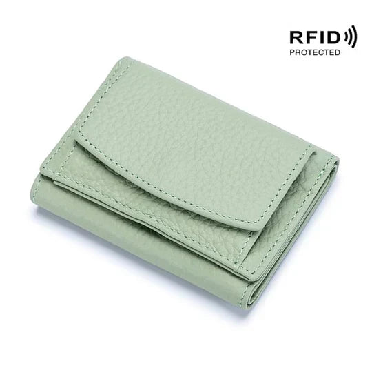 RFID-blocking mini wallet compact | Many card slots + coin pocket with zipper | Hidden compartment | 14 colors