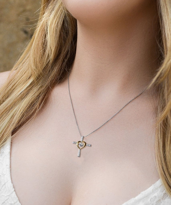 Halskette mit Botschaftskarte | Geschenk für Tochter | Kreuz mit Zirkonia &amp; Geschenkbox