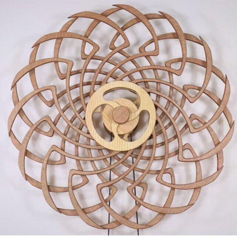 Kinetic Wood Sculpture with Spring Mechanism | Moving Wall or Table Decoration as Art Object | Handmade, Polished &amp; Coated