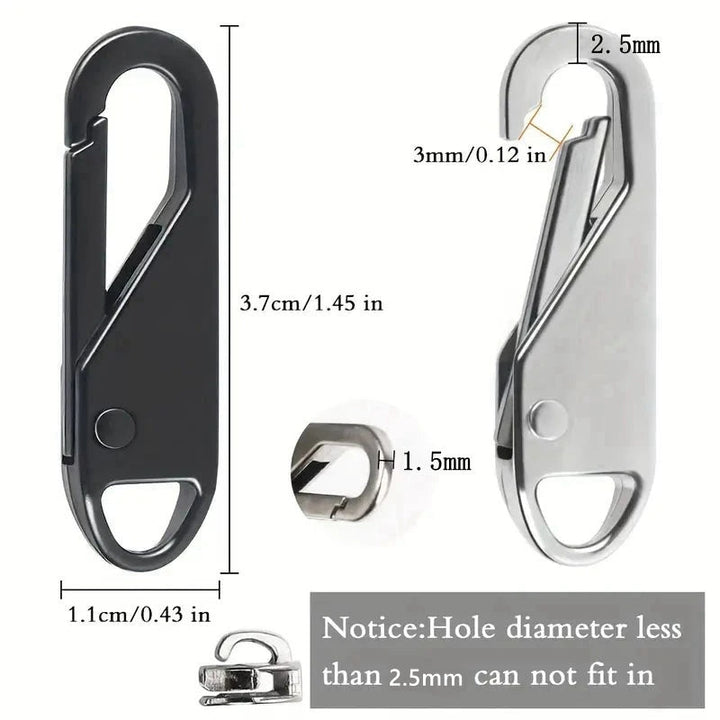 Zipper repair clip made of metal – GripFixPro for jackets, suitcases &amp; backpacks | Mounted in seconds without tools | 5+5 set