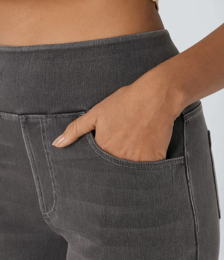 Damen Jeans High Waist Wide Leg | Vier-Wege-Stretch &amp; ohne Reißverschluss | Bequem, formend &amp; mit Taschen, XS–5XL