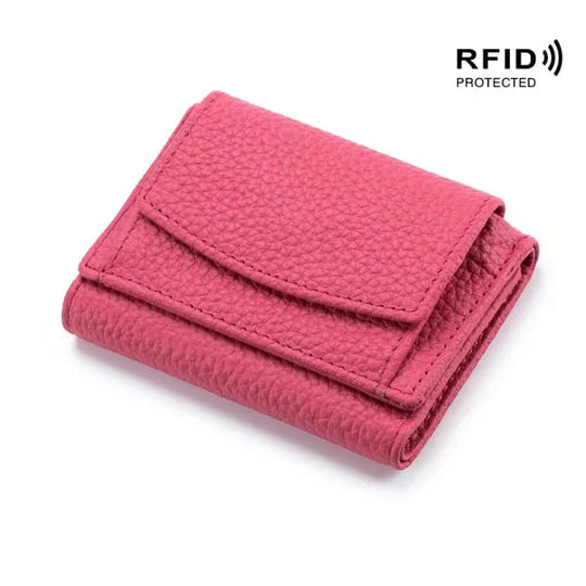 RFID-blocking mini wallet compact | Many card slots + coin pocket with zipper | Hidden compartment | 14 colors