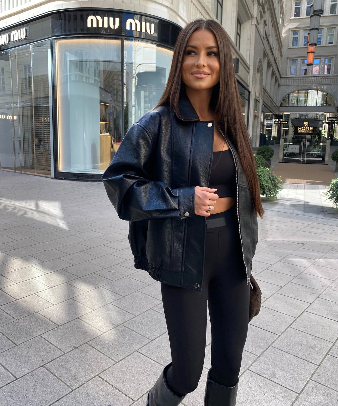 Lederjacke Damen | Oversize Jacke in Lederoptik