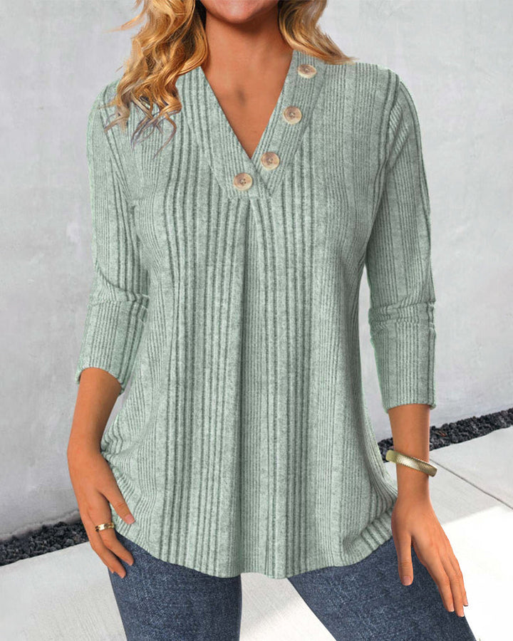 Damenbluse | Elegante V-Ausschnitt Bluse mit langen Ärmeln