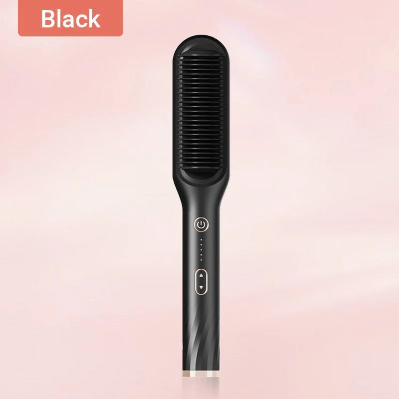 Hair straightening brush with ions | Anti-frizz comb | Quick straightener for all hair types