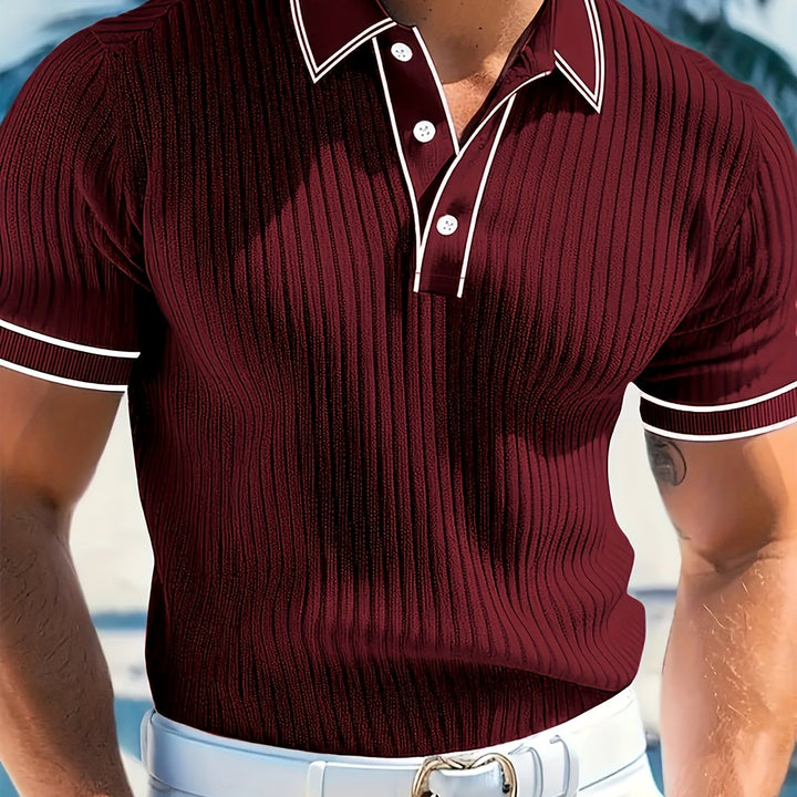 Herren Poloshirt | Kurzarm-Polo mit Knopfleiste, Rippstruktur und regulärer Passform für Sommer, Freizeit und Büro