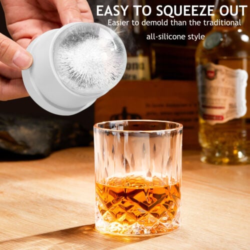Moule à glaçons pour grosses boules de glace – Set FrostVibe (2 pièces) | Fonte lente pour whisky et cocktails | Sans BPA, compatible lave-vaisselle