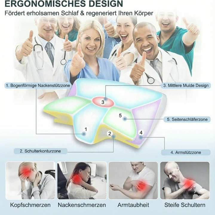 Ergonomisches Nackenstützkissen aus Memory Foam | Konturkissen für Seiten- &amp; Rückenschläfer | Druckentlastung für Nacken &amp; Schultern | Atmungsaktiv