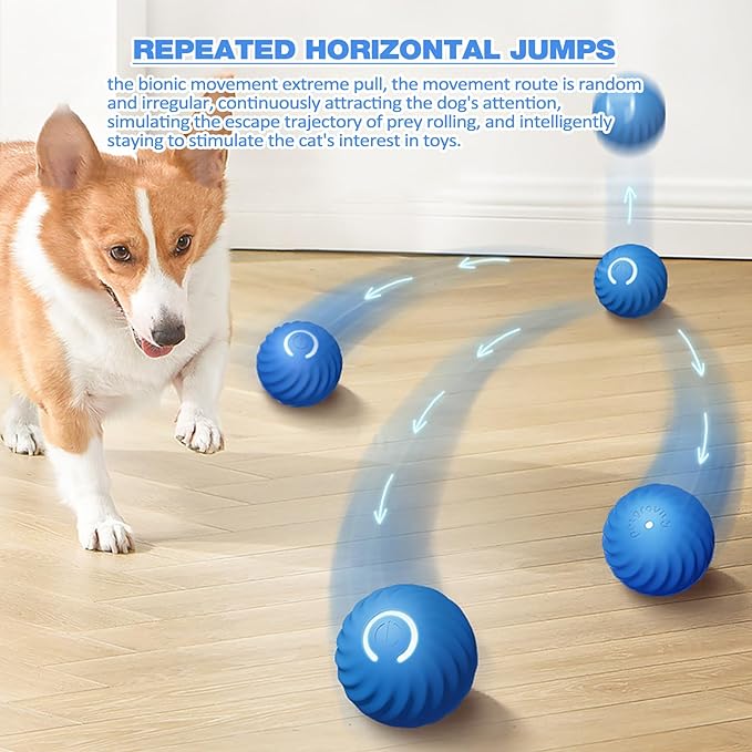 Interaktiver Hundespielball mit Sensoren | Zufallsbewegungen &amp; Blinklicht | Beschäftigung gegen Langeweile | 60 Min Spielzeit