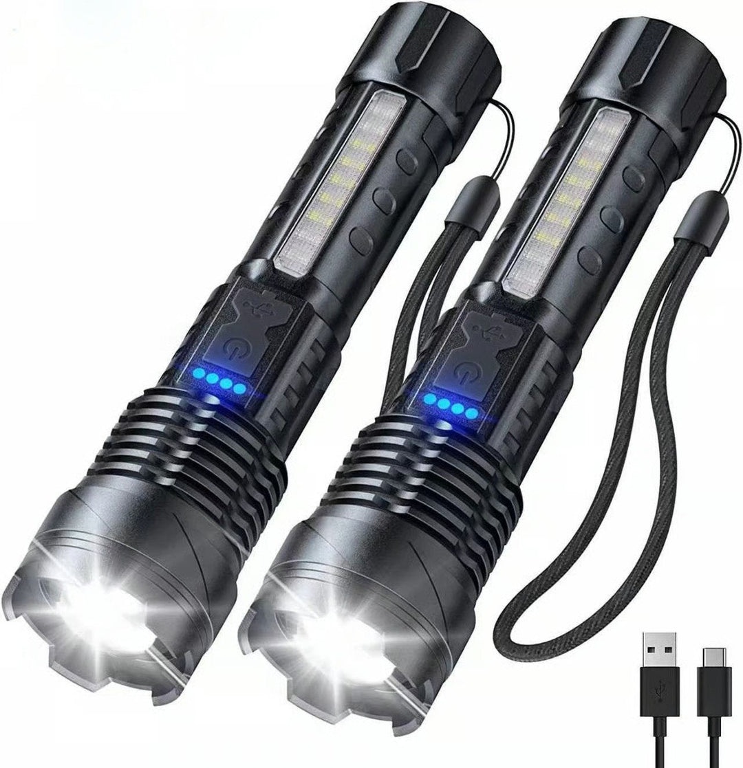 💥 Illuminazione outdoor: torcia LED laser bianca con luce laterale COB di avviso e lavoro
