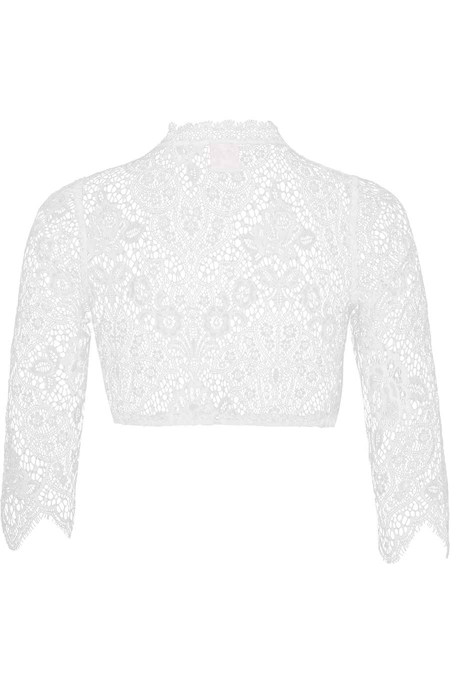 Dirndlbluse Damen | Transparente Spitzenbluse mit Lochausschnitt und 3/4-Arm für Dirndl und Tracht