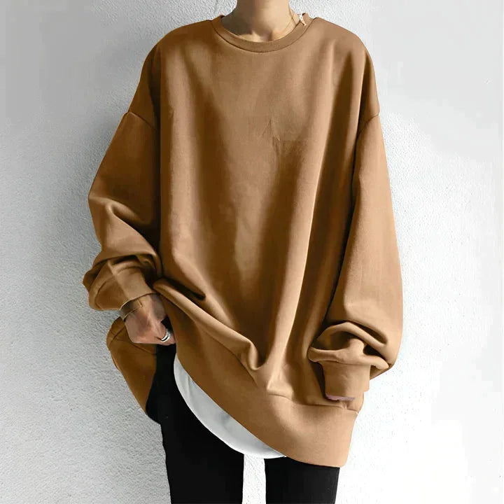 Damen Oversize Pullover mit Rundhals | Lockerer Langarm-Pullover mit weicher Stoffqualität und großzügiger Passform