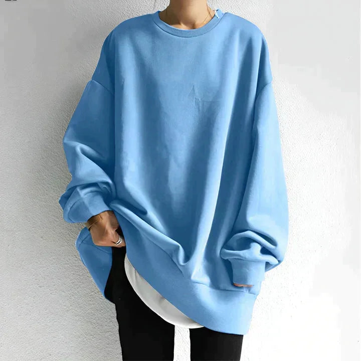 Damen Oversize Pullover mit Rundhals | Lockerer Langarm-Pullover mit weicher Stoffqualität und großzügiger Passform