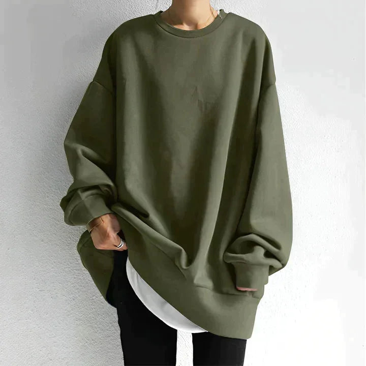 Damen Oversize Pullover mit Rundhals | Lockerer Langarm-Pullover mit weicher Stoffqualität und großzügiger Passform
