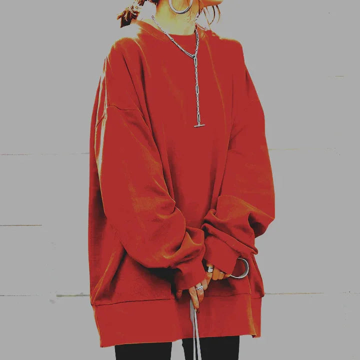 Damen Oversize Pullover mit Rundhals | Lockerer Langarm-Pullover mit weicher Stoffqualität und großzügiger Passform