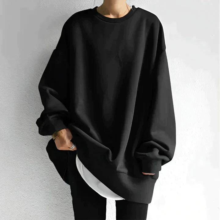 Damen Oversize Pullover mit Rundhals | Lockerer Langarm-Pullover mit weicher Stoffqualität und großzügiger Passform