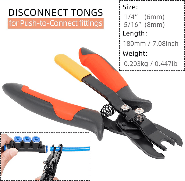 Schlauchkupplungs-Zange für Push-Pull-Verbinder | 6 mm &amp; 8 mm | Werkzeug für Auto, Motorrad &amp; enge Stellen