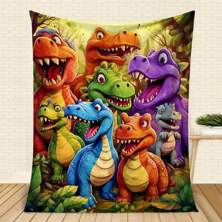 Flanelldecke mit HD-Dinosaurierdruck | Weiche, warme Kuscheldecke für Sofa &amp; Bett | Leicht, waschbar &amp; fusselfrei